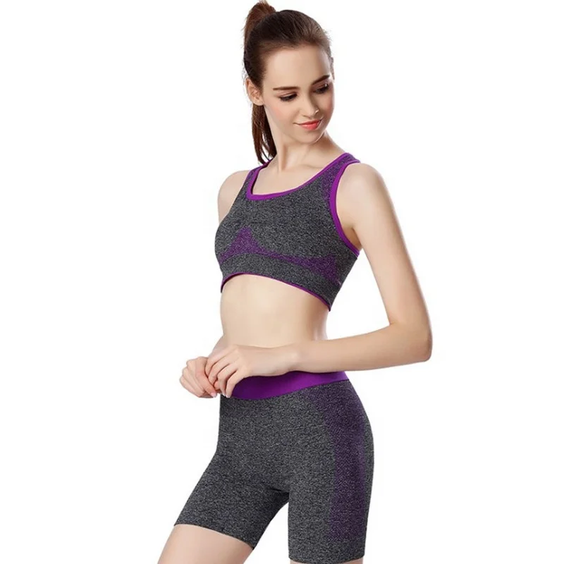 Женский бесшовный укороченный топ, бюстгальтер, короткие штаны,  одежда для активного отдыха, комплект одежды для фитнеса и йоги