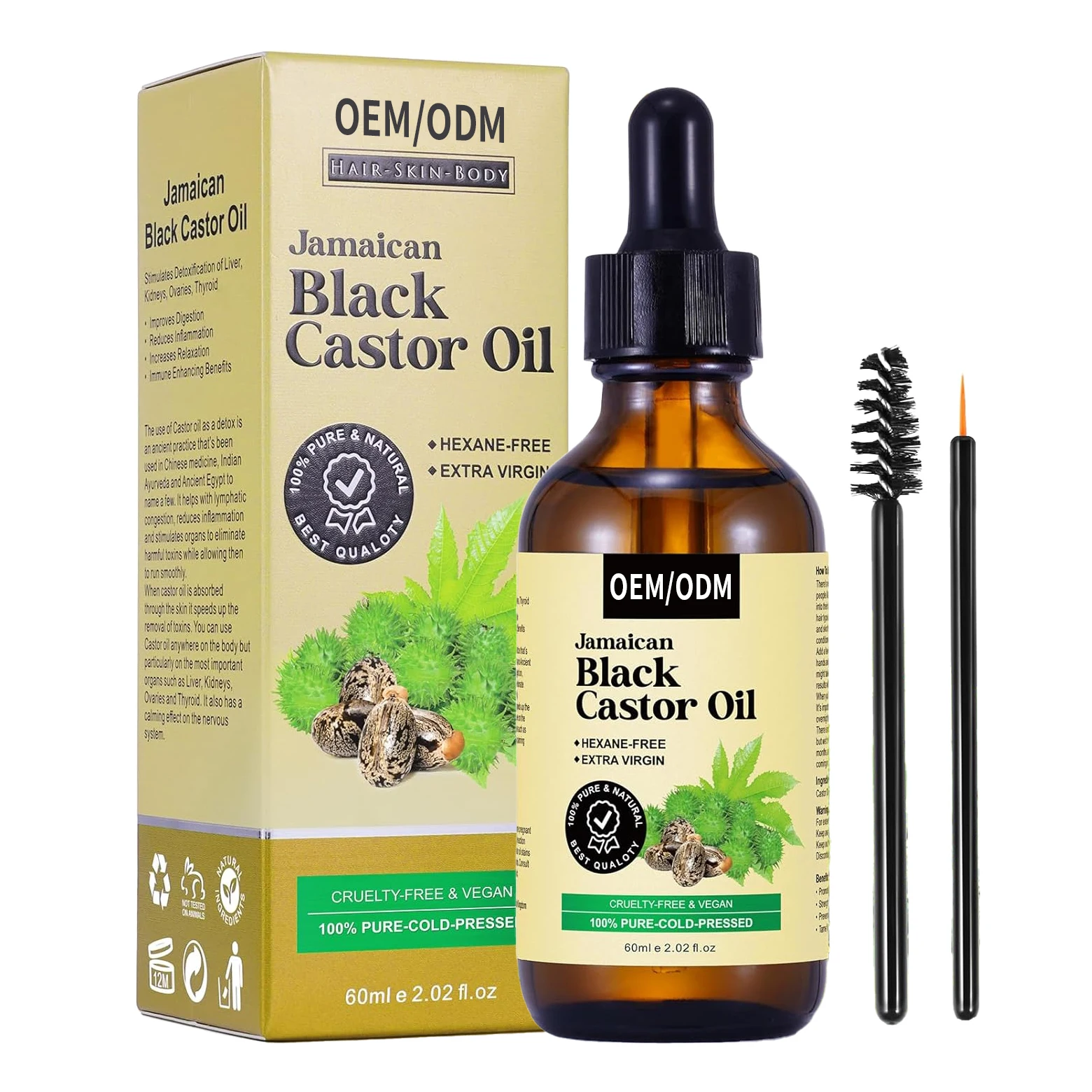 Wholesale 100% Organic Promotes Fuller&Thicker Hair Hair Growth Oil Private Label Promotes Eyebrow Growth Castor Oil