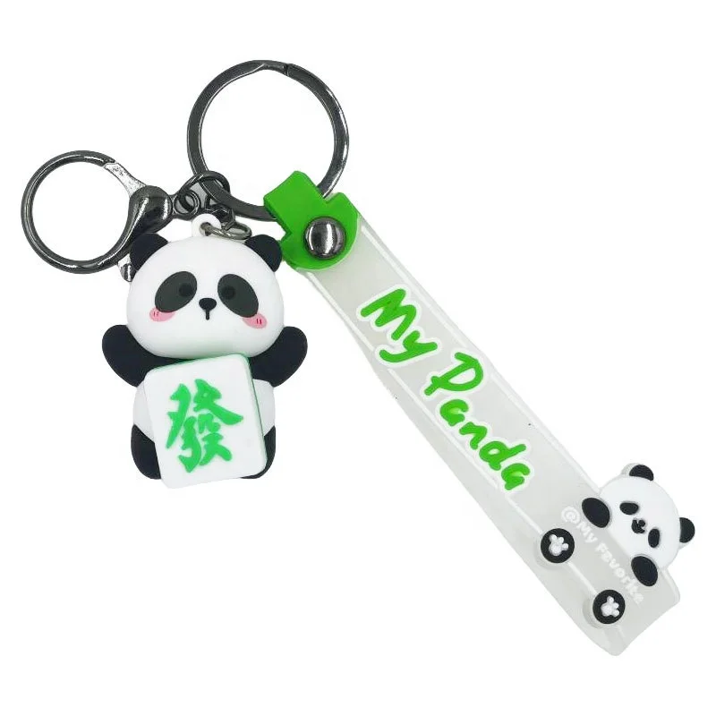 cartoon 3d soft pvc keychain personalized custom silicone rubber Cute Animal cat Panda keyring