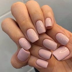 Wholesale Elegant Pink Solid Color Private Lavle Baby Boomer Press On Nails Acrylic Short Kids Impress False Nails Packaging