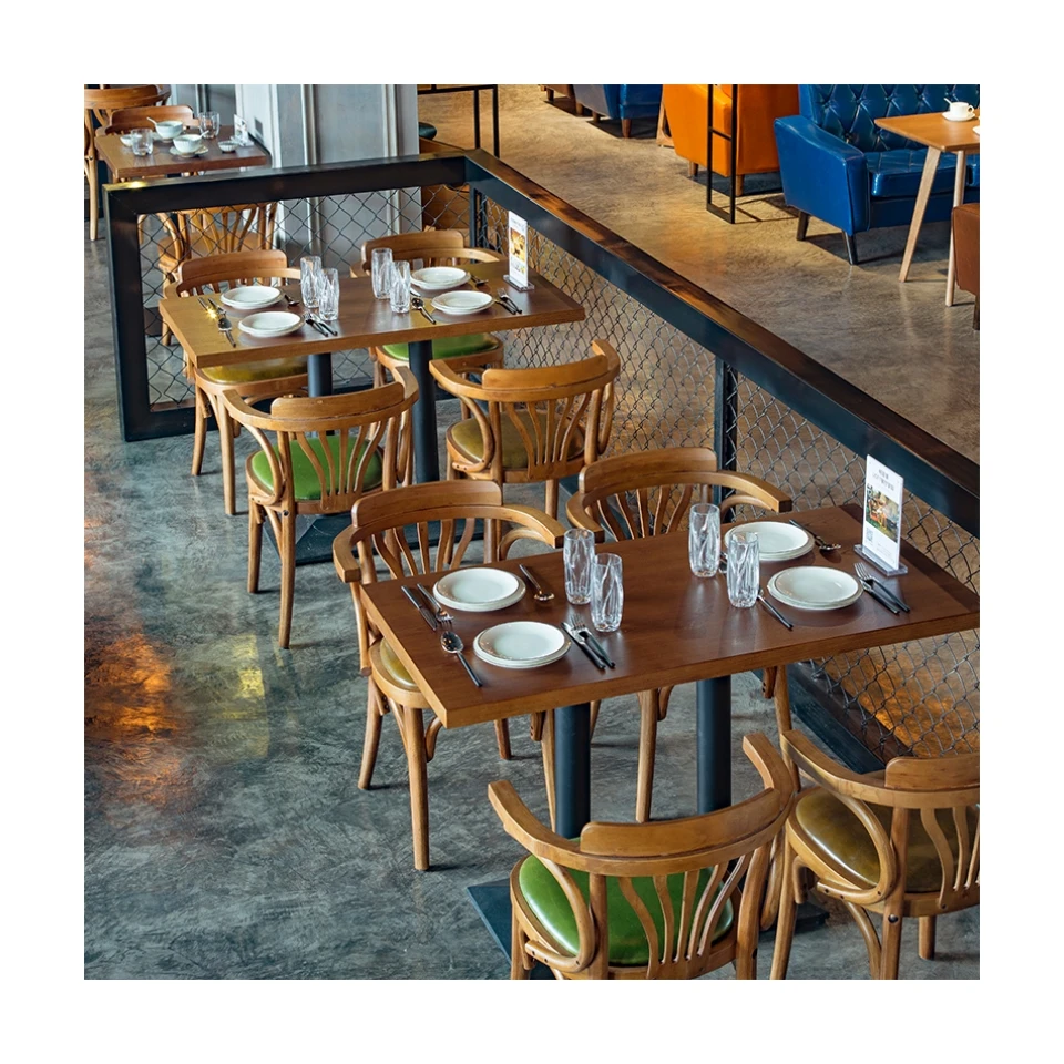 Retro American Restaurant Furniture Sets Vintage Style Wooden Dining Table And Chair Cafe Solid Wood Chairs Set