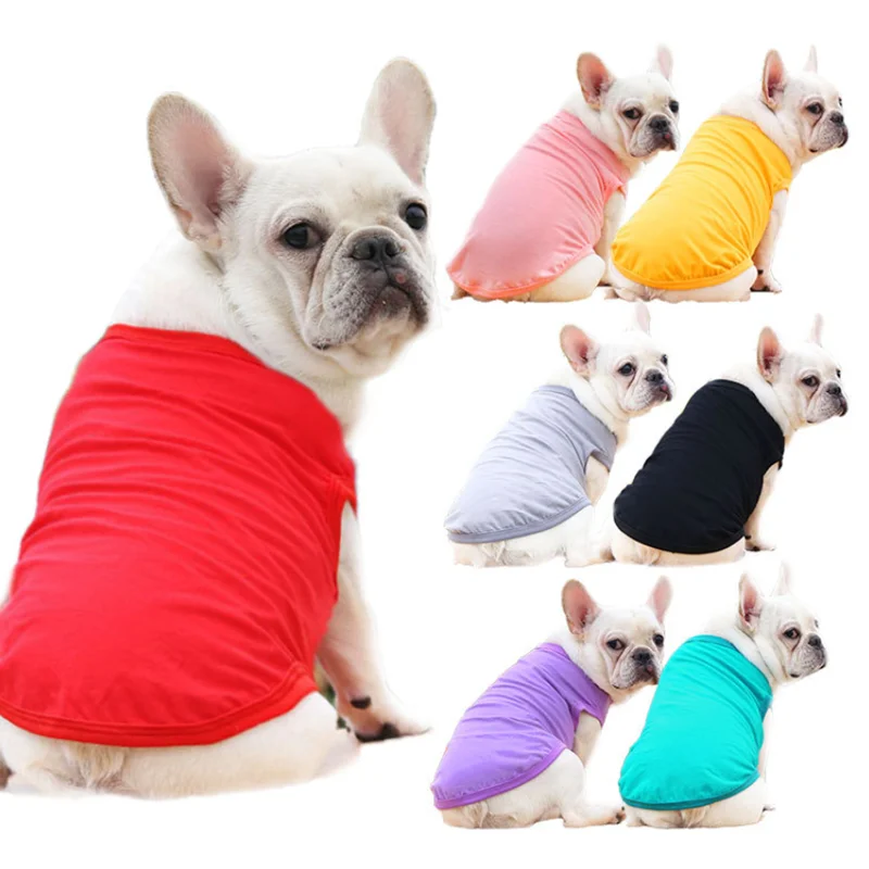 XS-5XL Small Big DogPet Summer Clothes 8 Colors 100% Cottton Plain Large Dog Supplies T-Shirt For Customize DIY Logo Pet Clothes