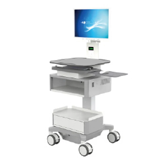 Mobile Workstation laptop Trolley Hospital Medical Information Computer Cart with Drawer
