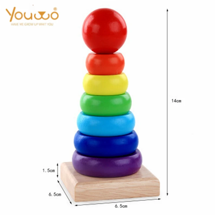 
Baby Rainbow Wooden Toys Learning Blocks Tower 