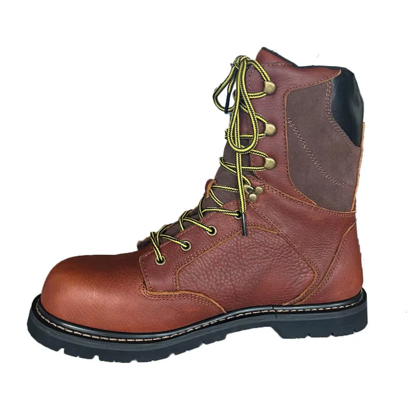 Goodyear welted construction Factory waterproof labor protection steel toe anti smashing shoes cowhide Martin outdoor work shoes