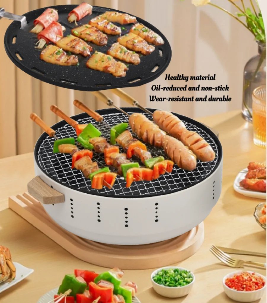 Outdoor Portable  Cast iron Charcoal Stove Split Barbecue Rack  Meat Fried Steak Stove Heat-insulating BBQ Stove