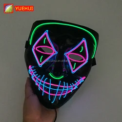 Luminous Neon Halloween Led Rave Party Mask Sound Reactive Masquerade EL Masks Party Neon Glow In Dark Party Mask