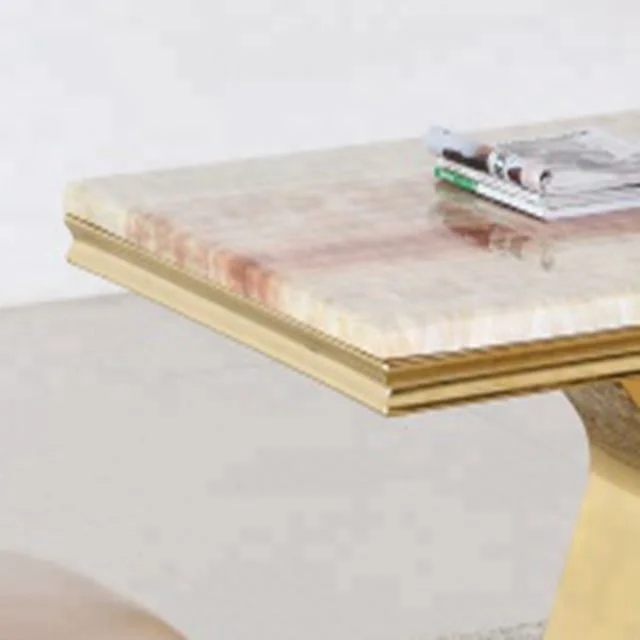 Marble gold stainless steel base dining table modern dining room furniture