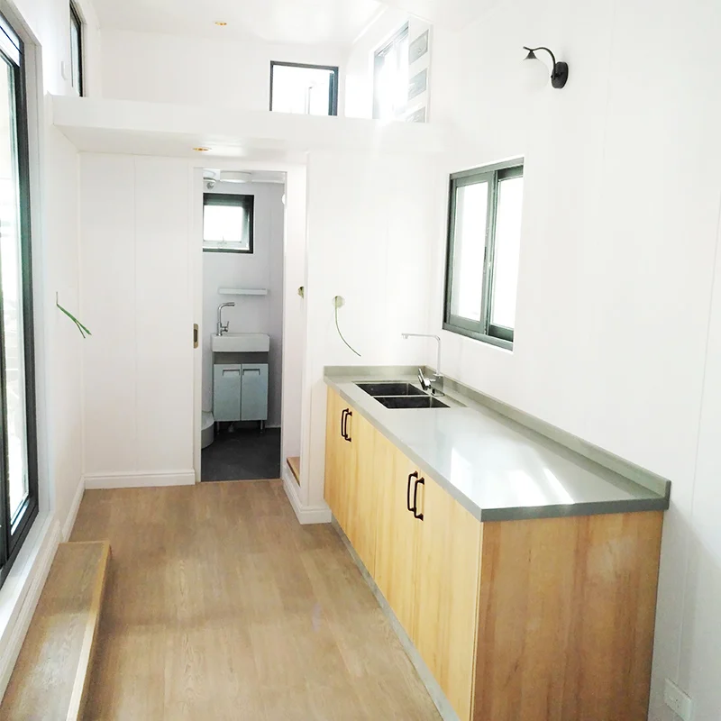 Light Steel Prefabricated Luxury Tiny House on Wheels and 3 Bedroom Micro Prefab Cabins With Trailer for EU/AU/USA
