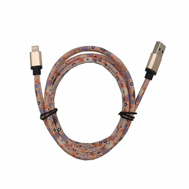 Синхронизация данных цветочный принт кожаный кабель зарядное устройство 5V2A Type C Micro Usb Type C кабель