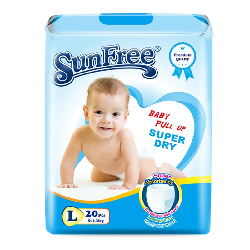 Unisoft sunfree brand wholesale soft care natural  disposable baby pants diaper manufacturer in China