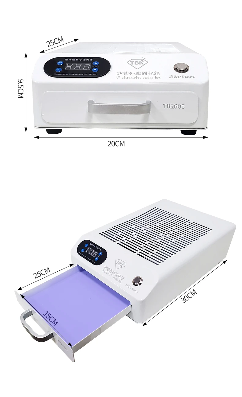 TBK 605 UV Lamp with 100 light Box Repair Machine 110V 220V LED Lamp Mobile Phone Curved Screen Glass LOCA Curing
