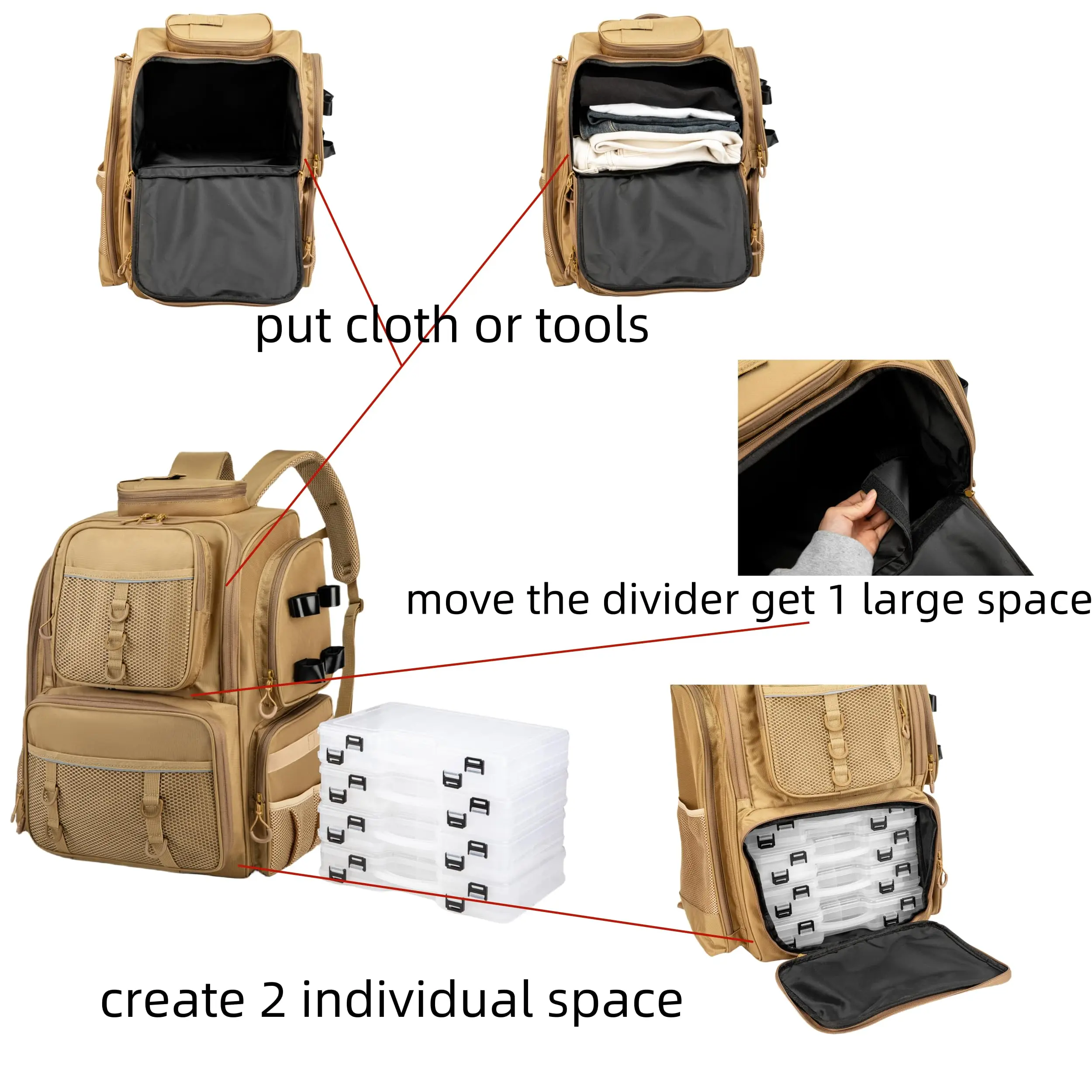 Fishing Gear And Equipment Bag Storage Rod Holders Tackle Boxes Fishing Bag 45l Roller Tackle Fishing Backpack