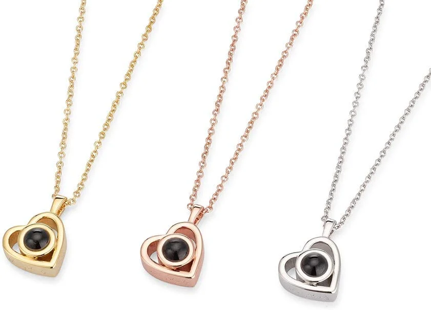 Personalized Picture Projection Necklace for Women Custom Photo Love Heart Pendant - Customized Portrait Jewelry