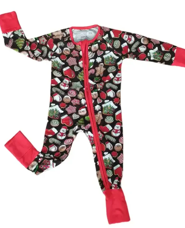 Wholesale Kids Footie Zipper Baby Bamboo Spandex Pajamas