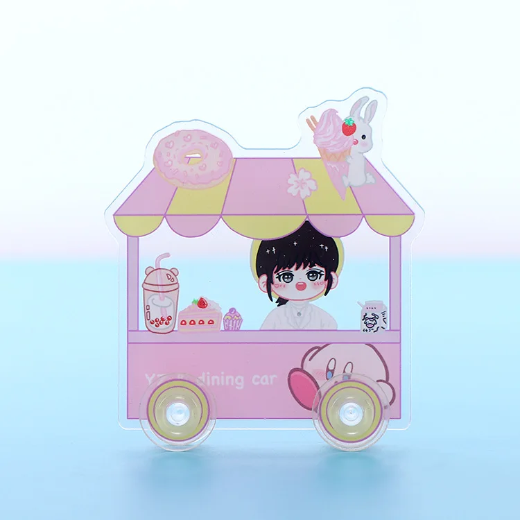 acrylic standee of the ice cream catering car transparent acrylic dining car stand with printed cartoon character