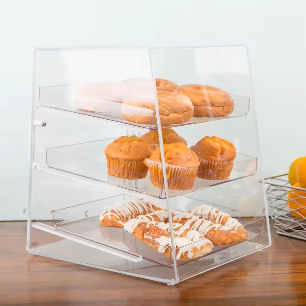 Bakery Pastry Exhibition Case Retail Display Cabinet Acrylic Display Racks