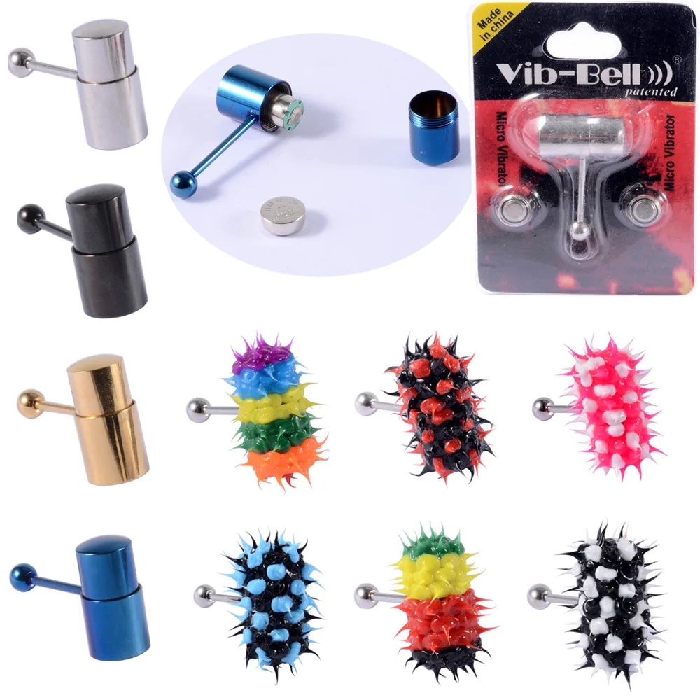 XM20079 Silicone Vibrating ball Tongue ring Stainless Steel Vibrating Massage Tongue Ring