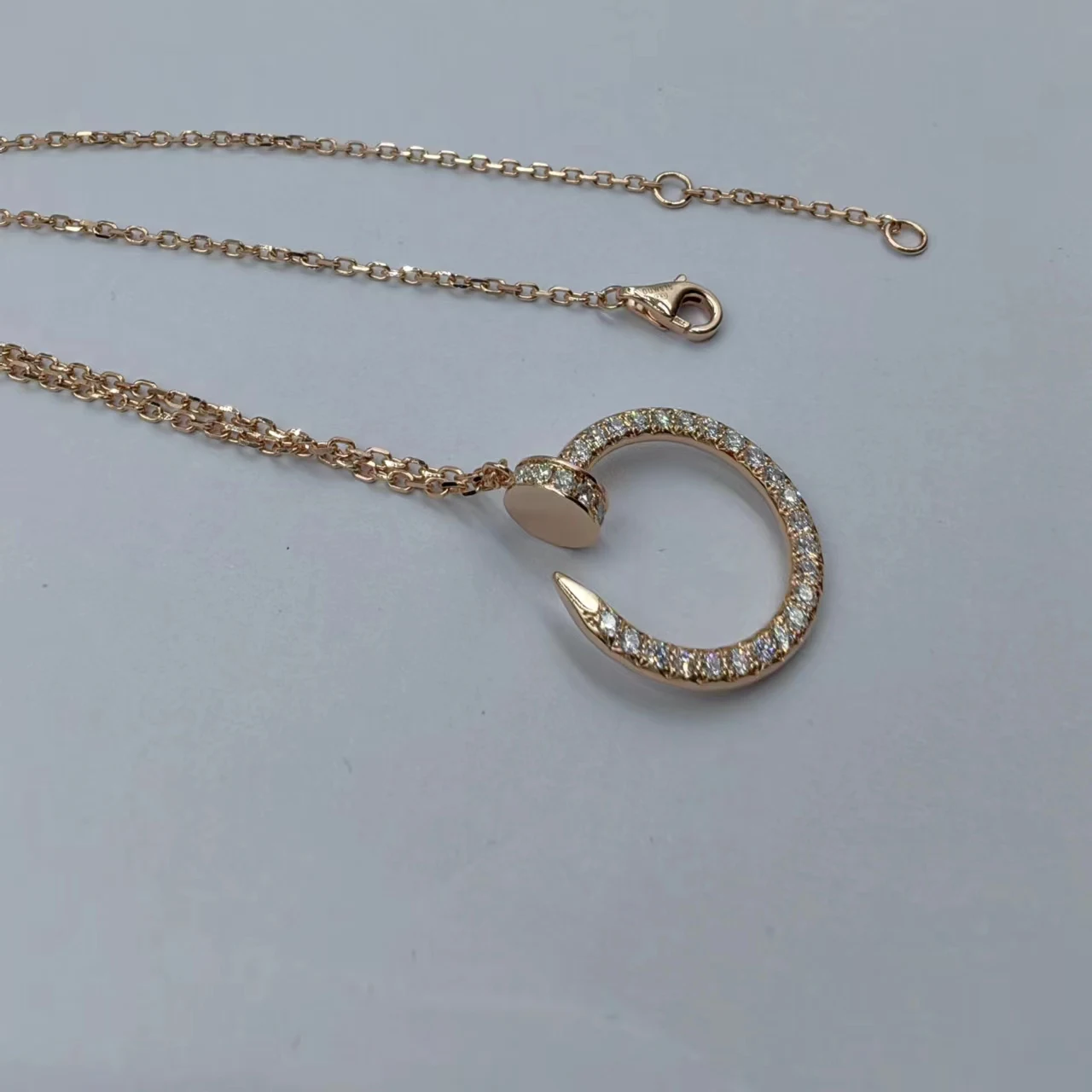 Classic 18K pure gold necklace women Au750 gold jewelry nail full diamond necklace can be reproduced