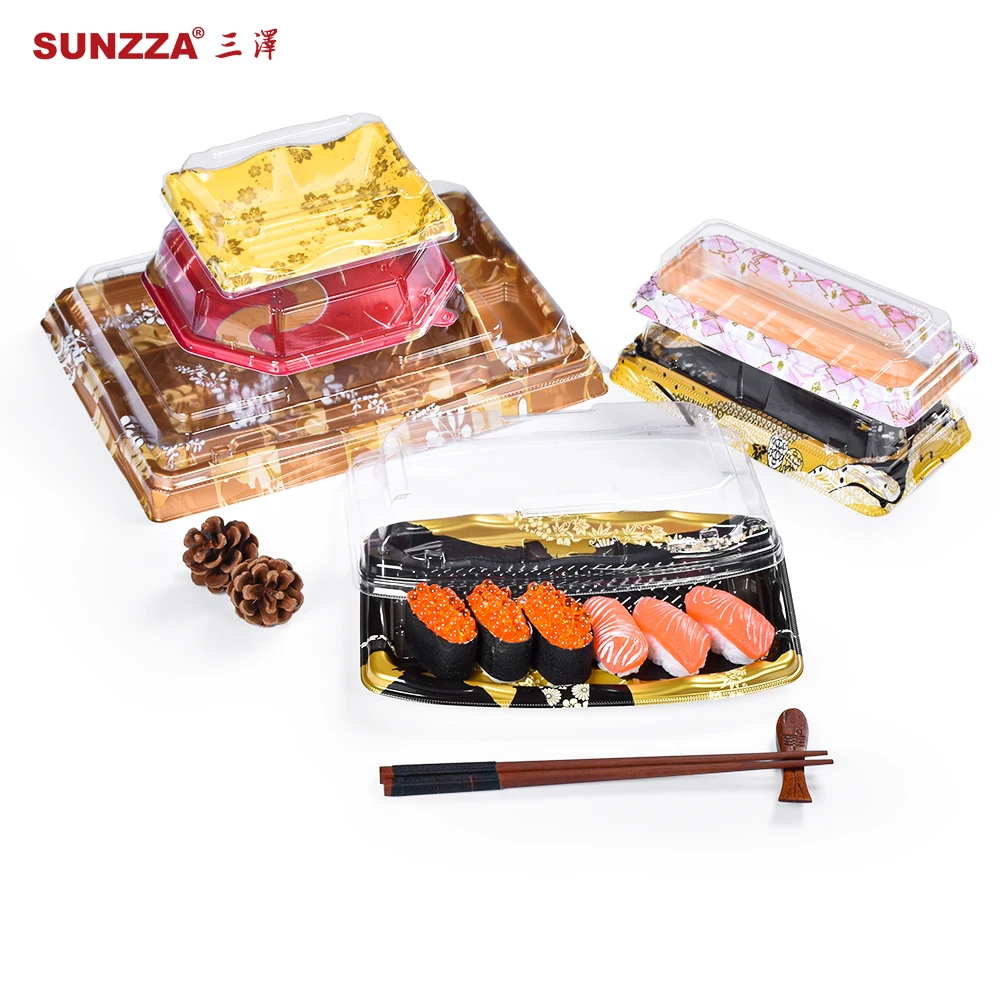 Sunzza wholesale Japanese restaurant anti fog lid premium sashimi sushi boxes for take away to go packaging