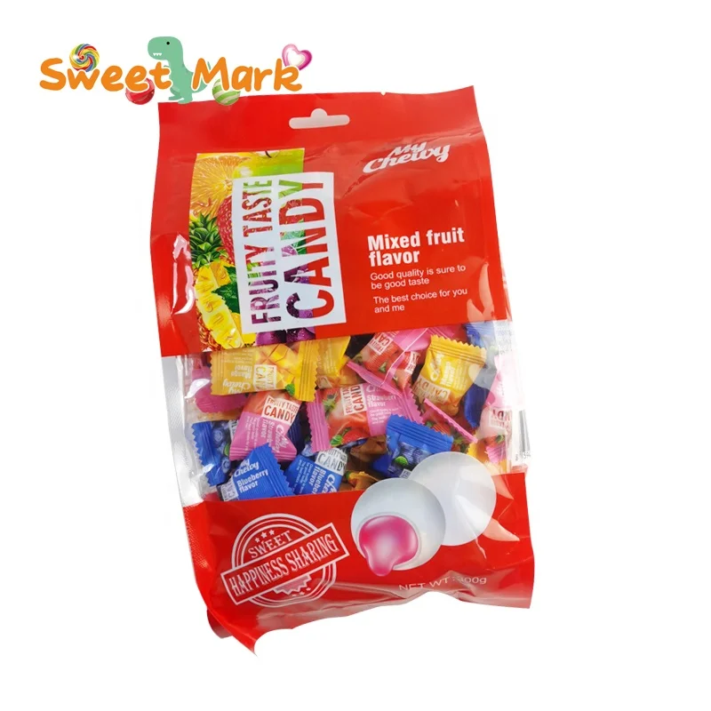 chew candy mix fruit flavor candy ball center filled soft candy