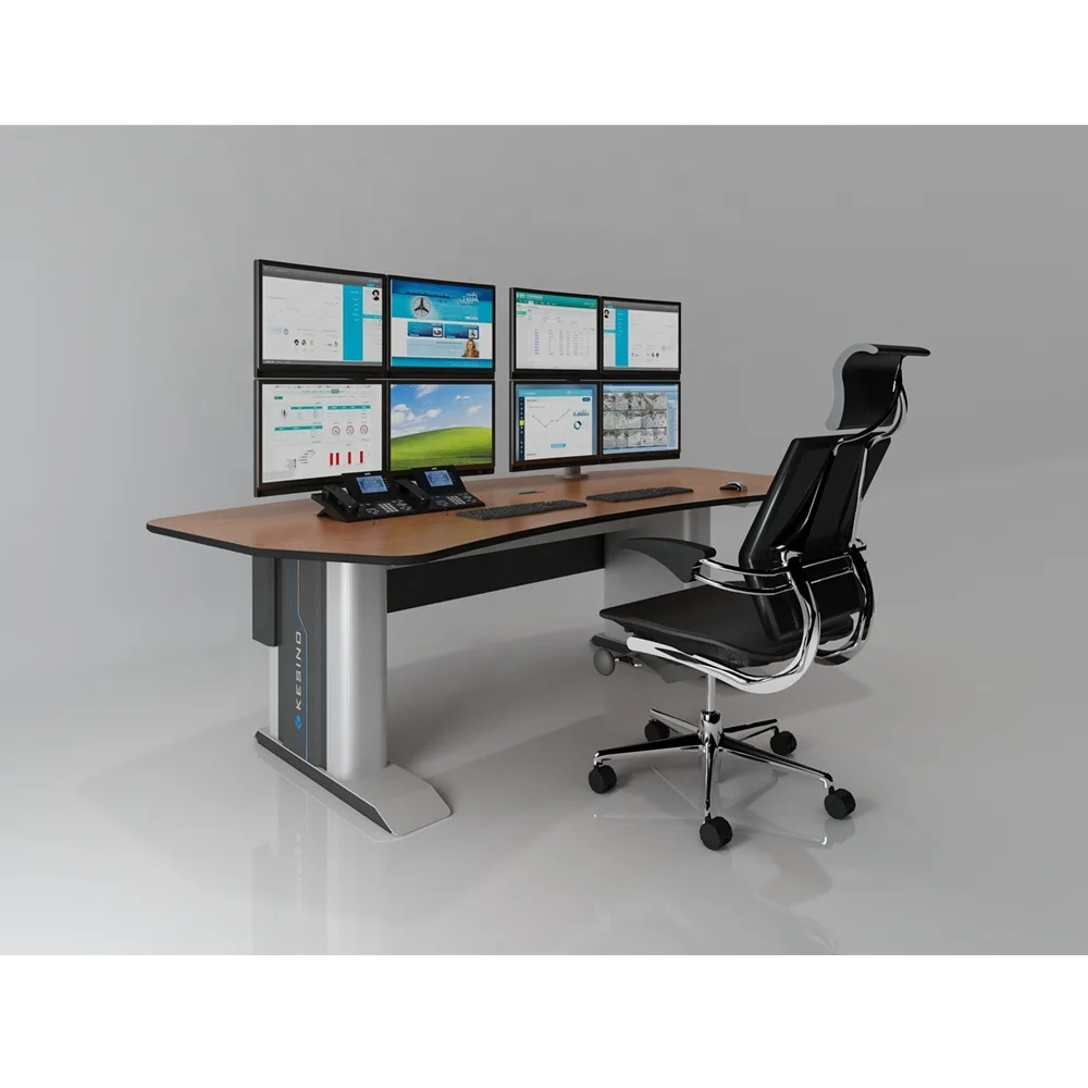 High-End Network Operation Security Command Center Monitoring Console Desk Furniture For Office Use Employee Workstations