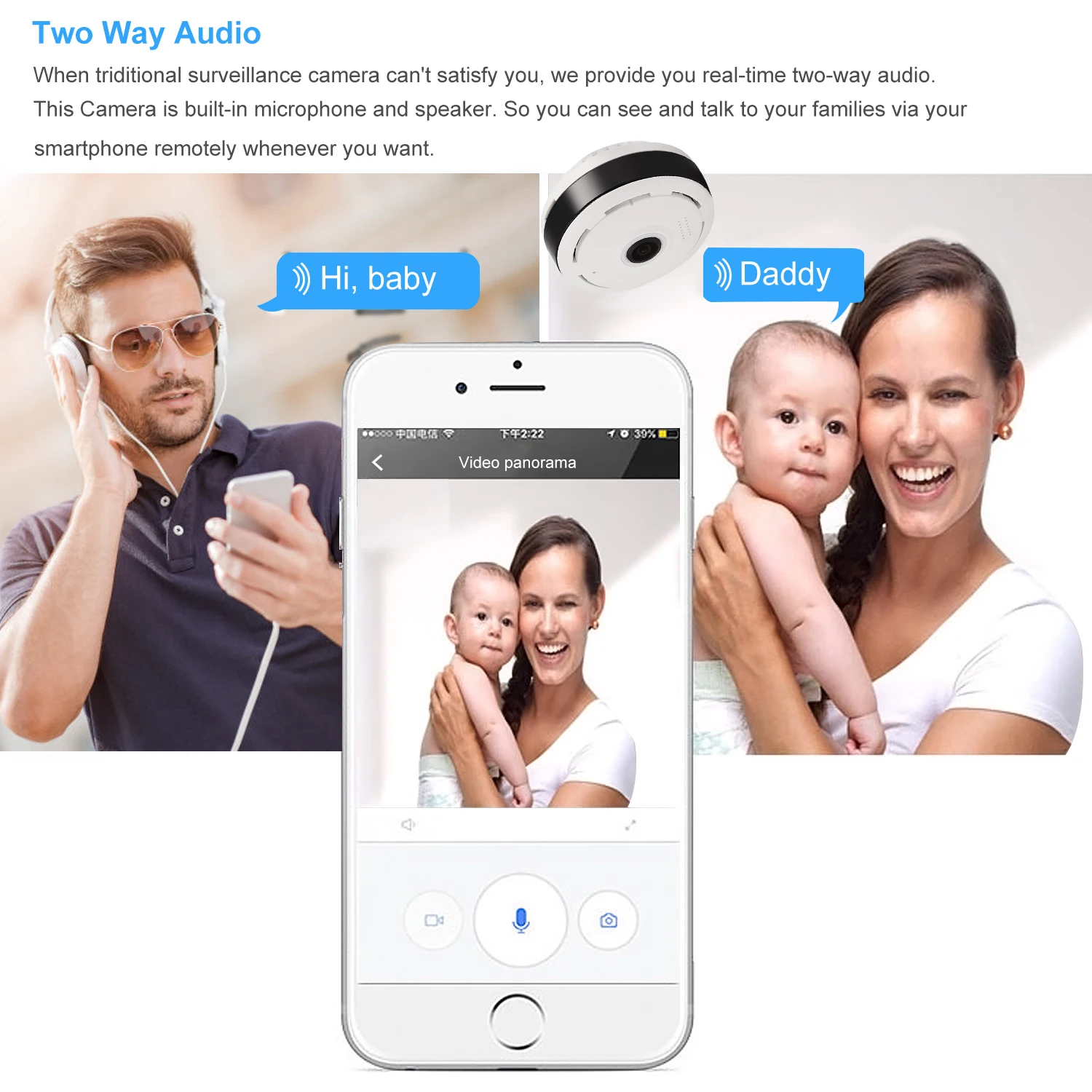 V380 Flying Saucer Smoke Detector Hd 5mp Fish Eyes Panoramic IP Wireless Wifi Camera