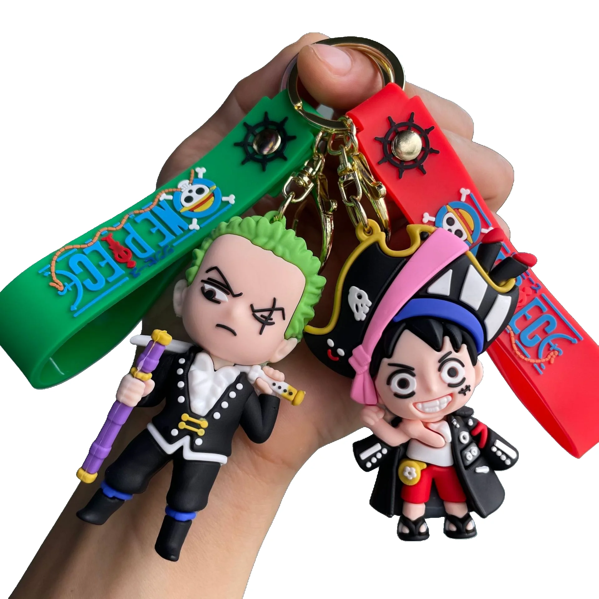 Japan action adventure anime Pirate King toys keychains Cartoon Doll Exquisite Gift Pendant Wholesale PVC KeyChains Accessories