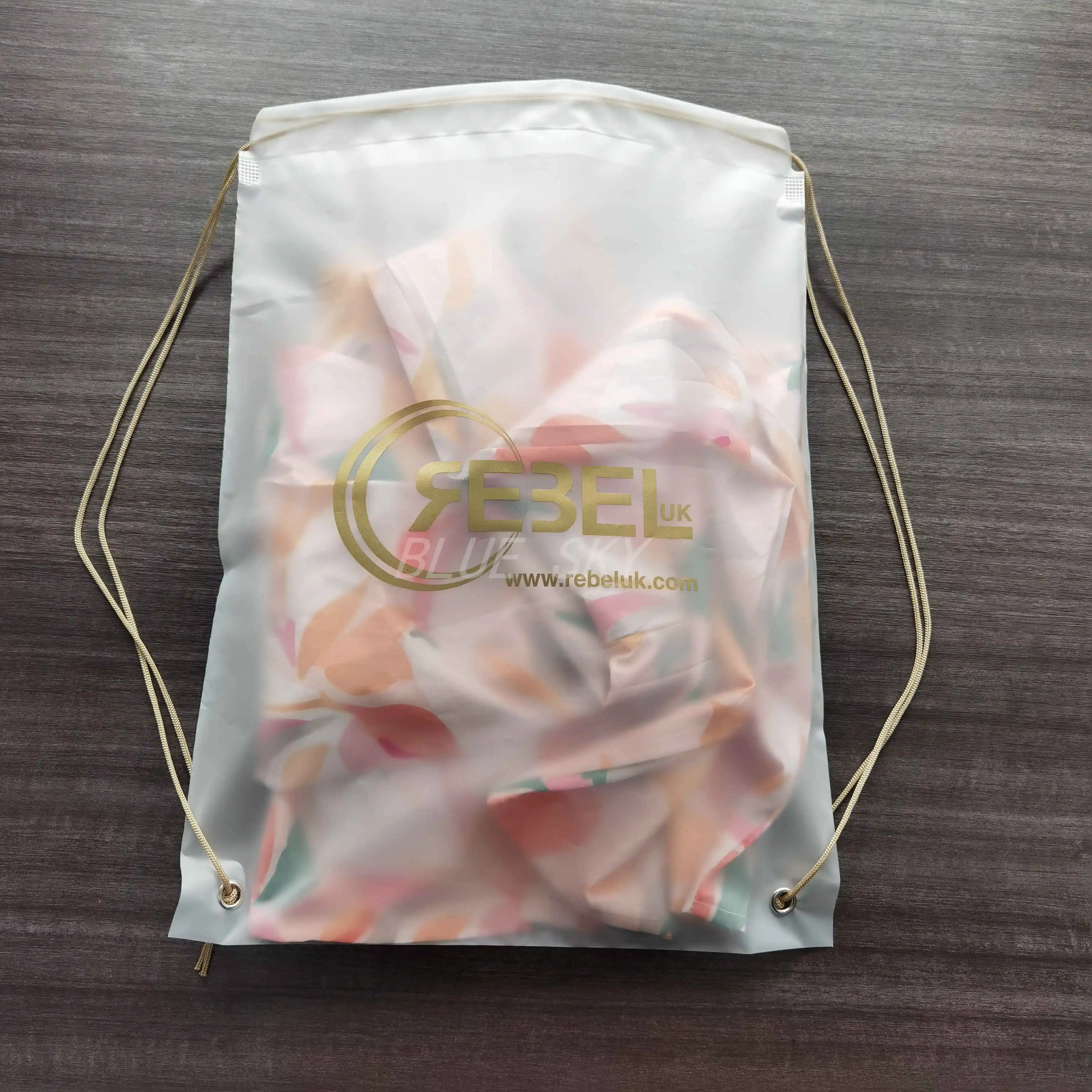 Wholesale Custom cheap EVA frosted towel bag  clothing plastic  Drawstring backpack Bag with logo