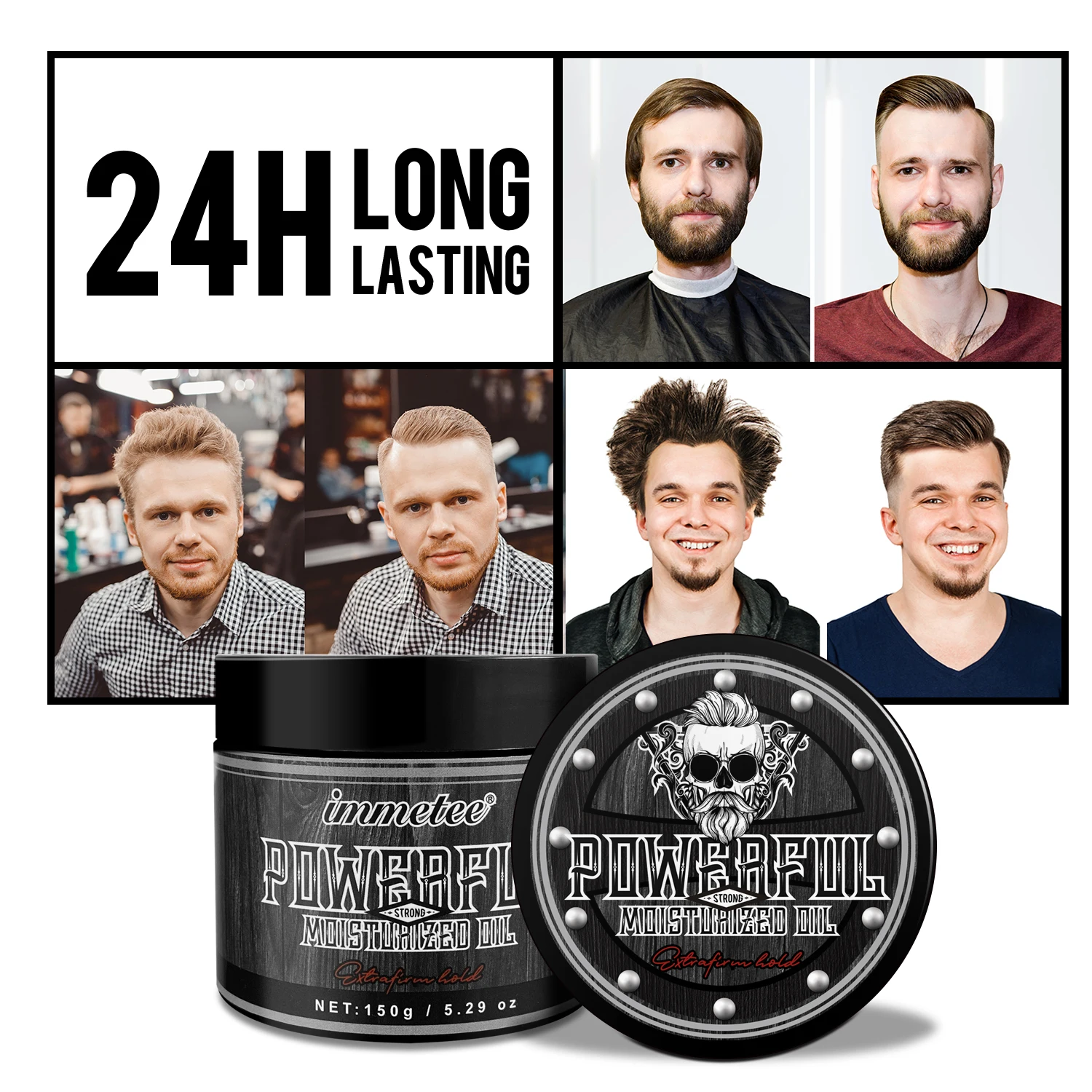 IMMETEE Hair Gel Lasting Styling Fashion Design Organic Pomade Strong Hold Hair Wax For Men