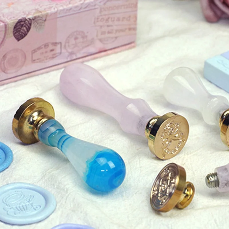 Розовая мини-печать для воска набор печати под заказ брендовая печать с драгоценными камнями натуральные кристаллы лечебный камень