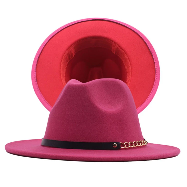 Wholesale Fedora Hats Women Wool Wide Brim Fedora 2 Two Tone Hats Fedora Men and Women