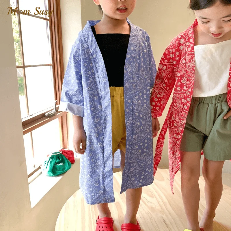 Baby Girl Boy Sun Protection Beach Robe Foral Print Infant Toddler Beach Coat Long Baby Clothes Home Bath Robe 1-10Y