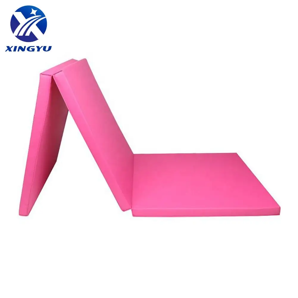2023 New Design 2 Foam Fold Floor pink Purple Gymnastic Mat Pu Leather Gymnastics Wrestling Tumbling