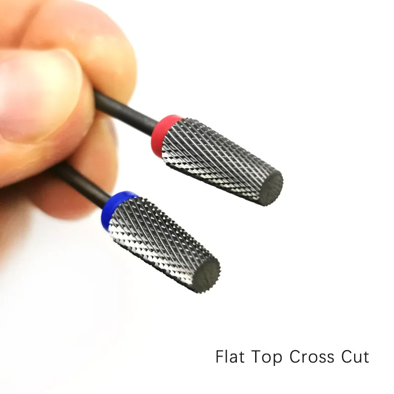HYTOOS Cross Cut Flat Top Carbide Nail Drill Bit Tapered Milling Cutter For Manicure Electric Drill Accessories