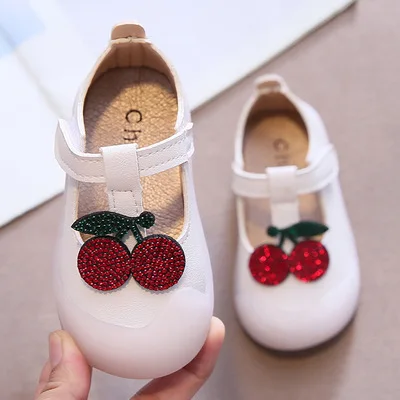 Choushan OEM Chaussures Pour Femmes Sweety Cherry Cream Colors Infant Walking Soft Girl Shoes