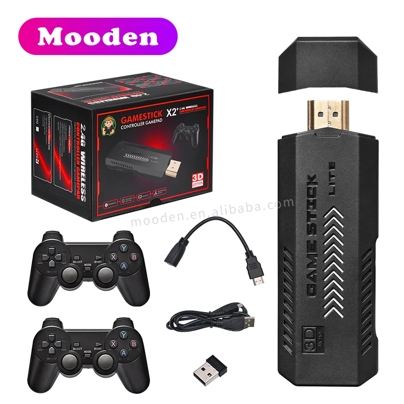 J X2 Game Stick GD10 Plus Mini Game Player X2 Hot 4K Retro HD  Console GD10 64GB Built in 30000 games For N64/SNES