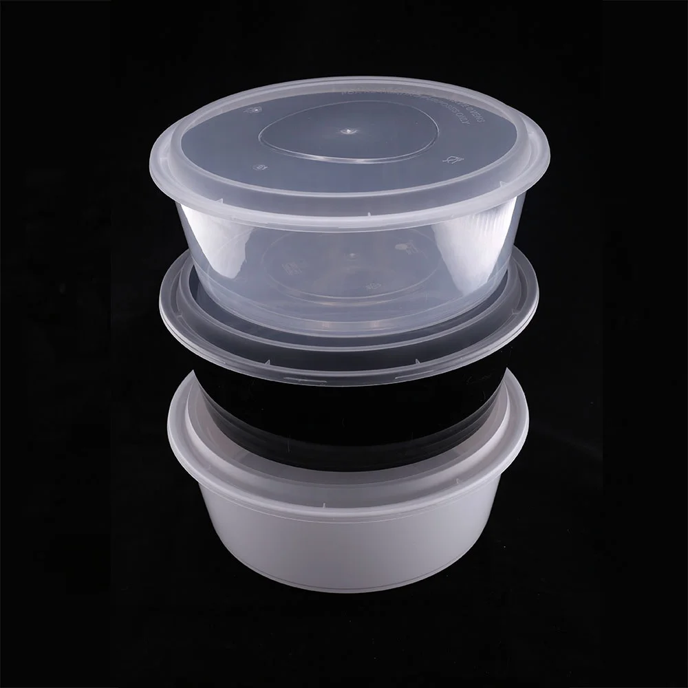 super large transparent round lunch box plastic disposable with lid plastic disposable lunch box for fast food fruit soup