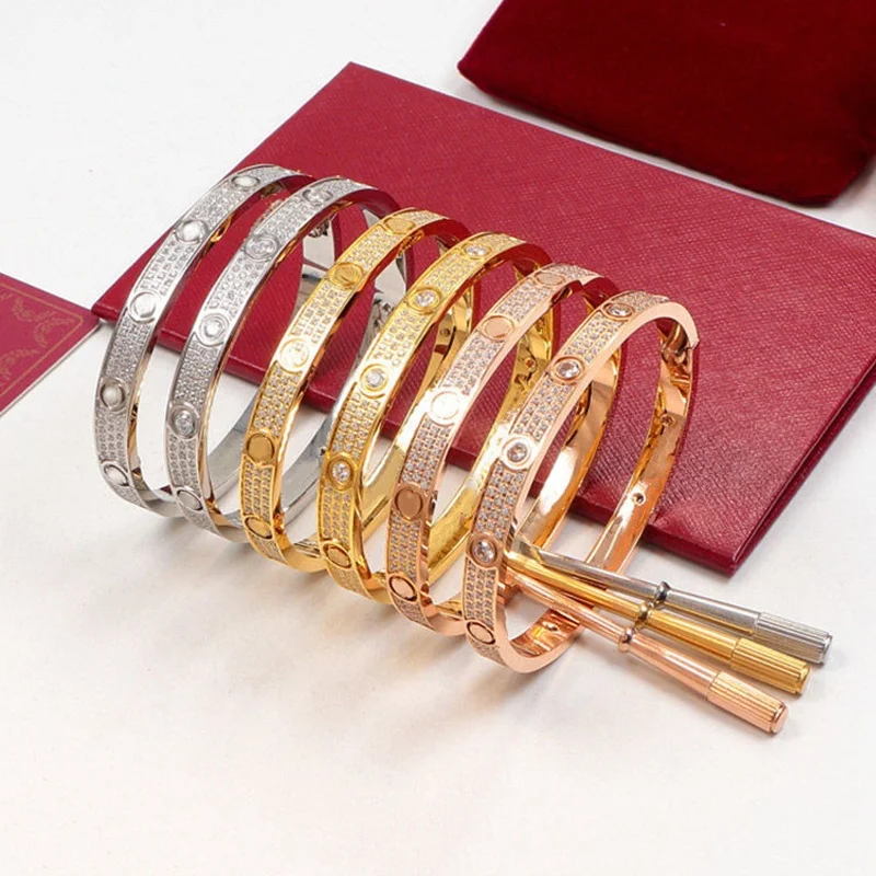 Luxury high quality 1:1 316L stainless steel 18K gold plated bracelet brand love screwdriver screw bracelet men&women wholesale