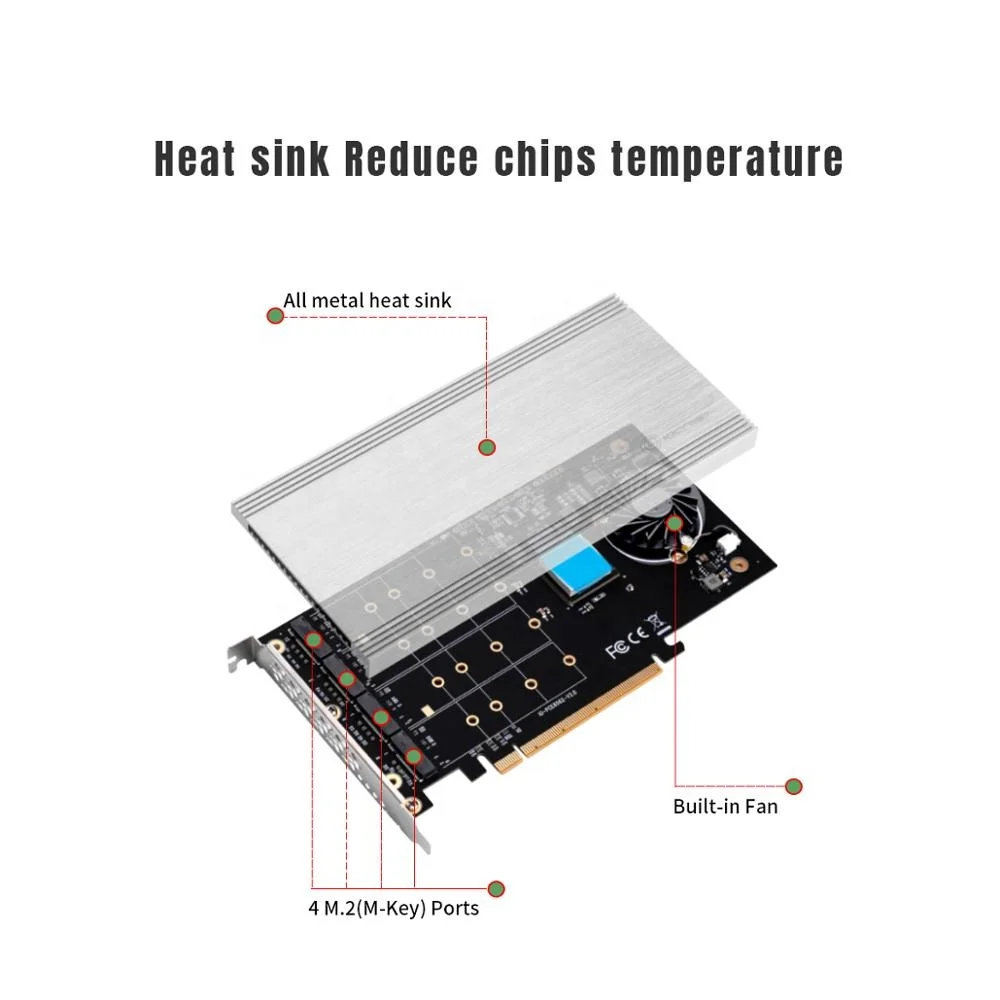  IOCREST 4 порта с полной скоростью M.2 NVMe m key порты для PCIe 3 0x16 карта адаптера