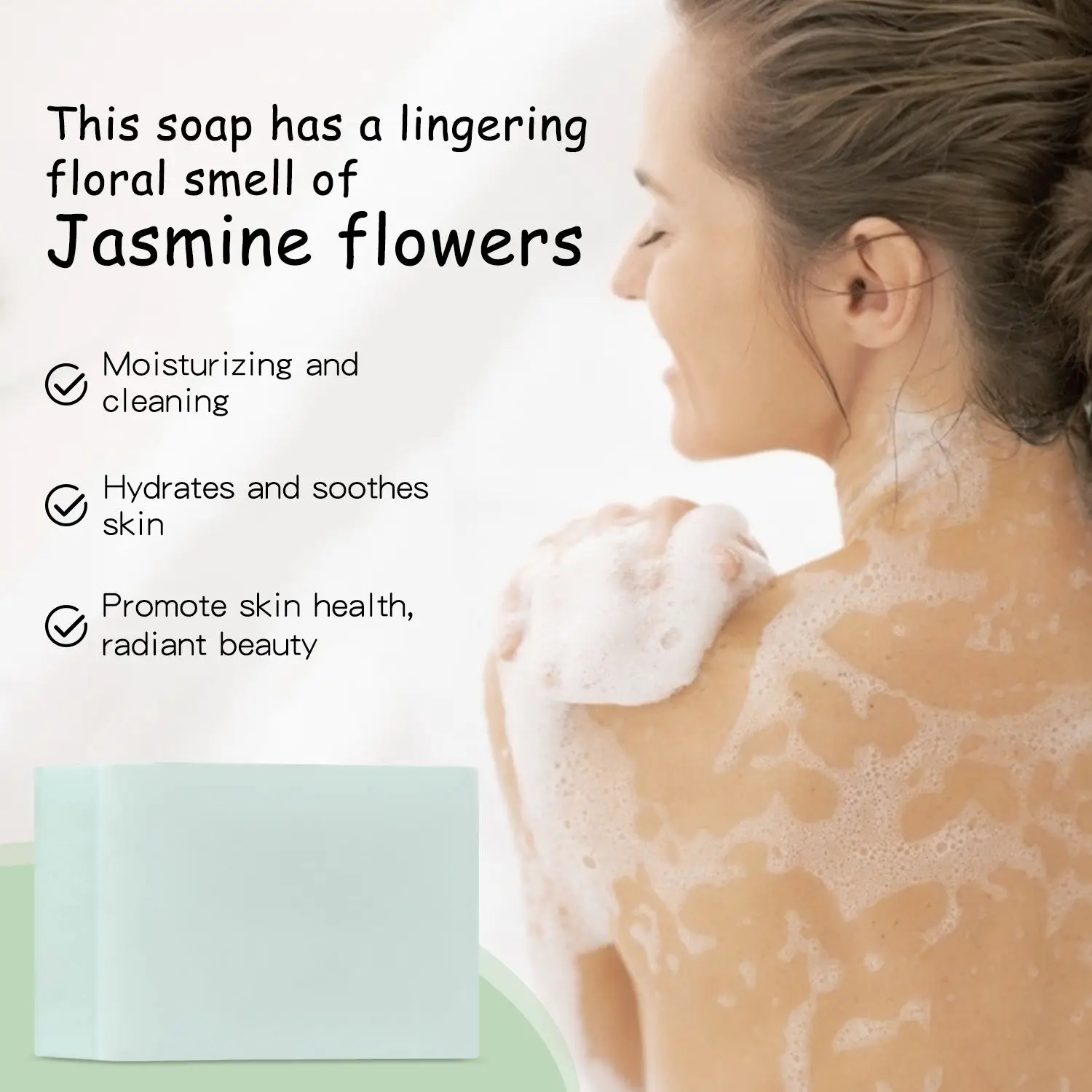 Customized OEM Organic Natural Coconut Oil Rice Bran Oil Olive Oil Jasmine Handmade Solid Bar Soap 100g