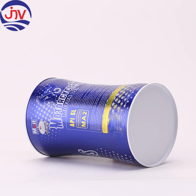 1L Slim Waist Shape Engine Oil Packaging Lubricant Oil Metal Tin Cans with Lids