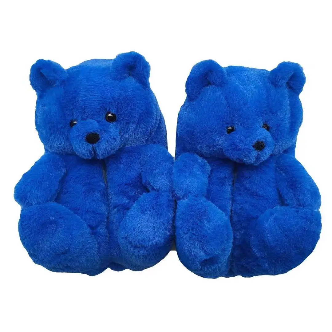 2021 Lovely ins plush bear slipper animals cheap custom bedroom animal teddy bear slippers women  teddy bear slippers