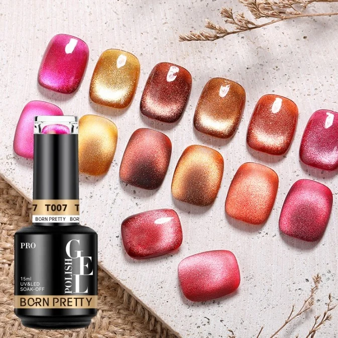 BORN PRETTY PRO Autumn and Winter Trending Cat Eye Magnetic Gel Colors Organic Amber Jelly Red Cateye Nail Polish Uv Gel 15ml