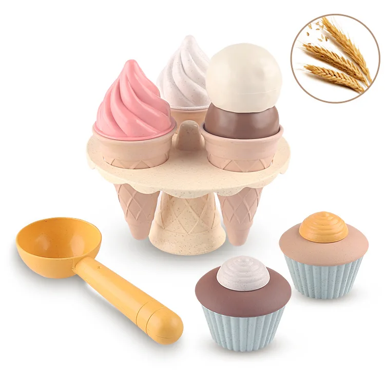 Silicone Ice Cream Toy-Pretend Ice Cream Play Set for Kids-Food Grade Silicone, Non-Toxic Silicone Beach Toys