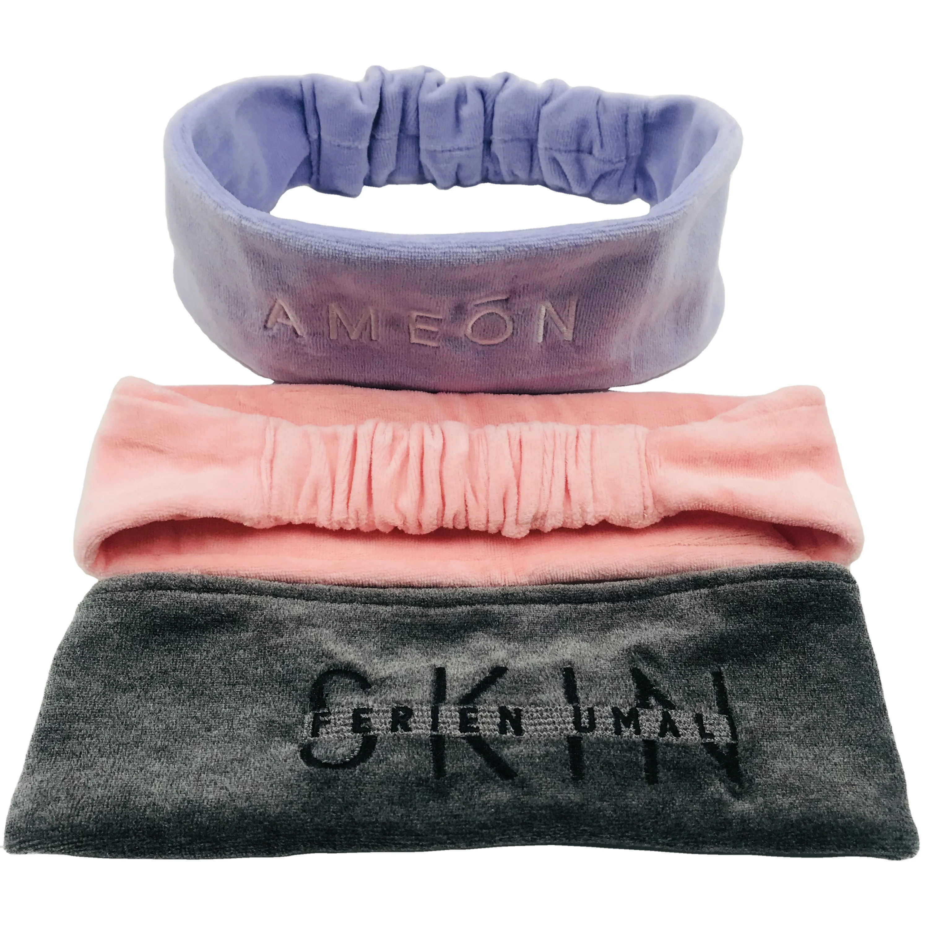 Popular velvet makeup scrunchie spa headband for women with custom logo
