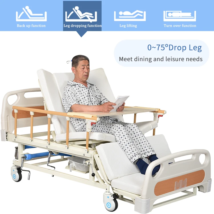 
Home use elderly care adjustable medical hospital bed with toilet 