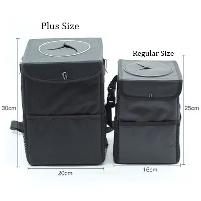 Car Trash Can with Lid and Storage Pockets 100% Leak-Proof Car Organizer Waterproof Car Garbage Can Multipurpose Trash Bin for C