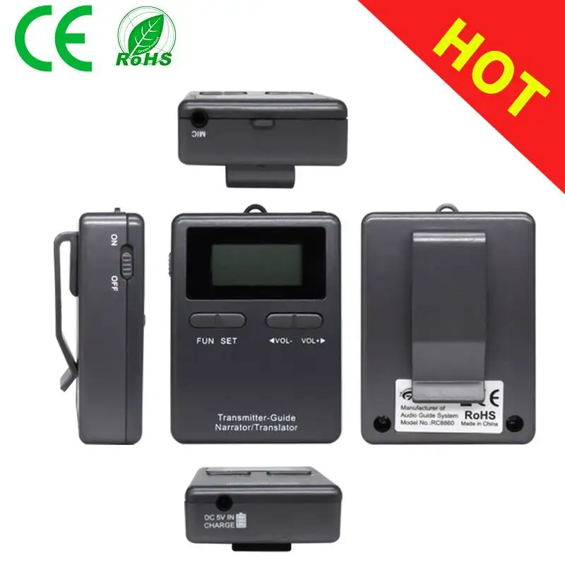 UHF 863-865MHZ Radio Guide System Wireless Tour Guide System Transmitter Receiver for Travel Hajj Umrah Conference Meeting
