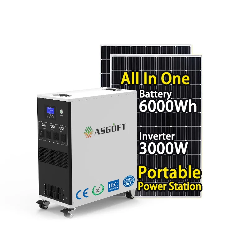 ASGOFT 6kw all in one inverter 5kwh ess home portable generator lifepo4 lithium battery pack hybrid power 3kw solar system